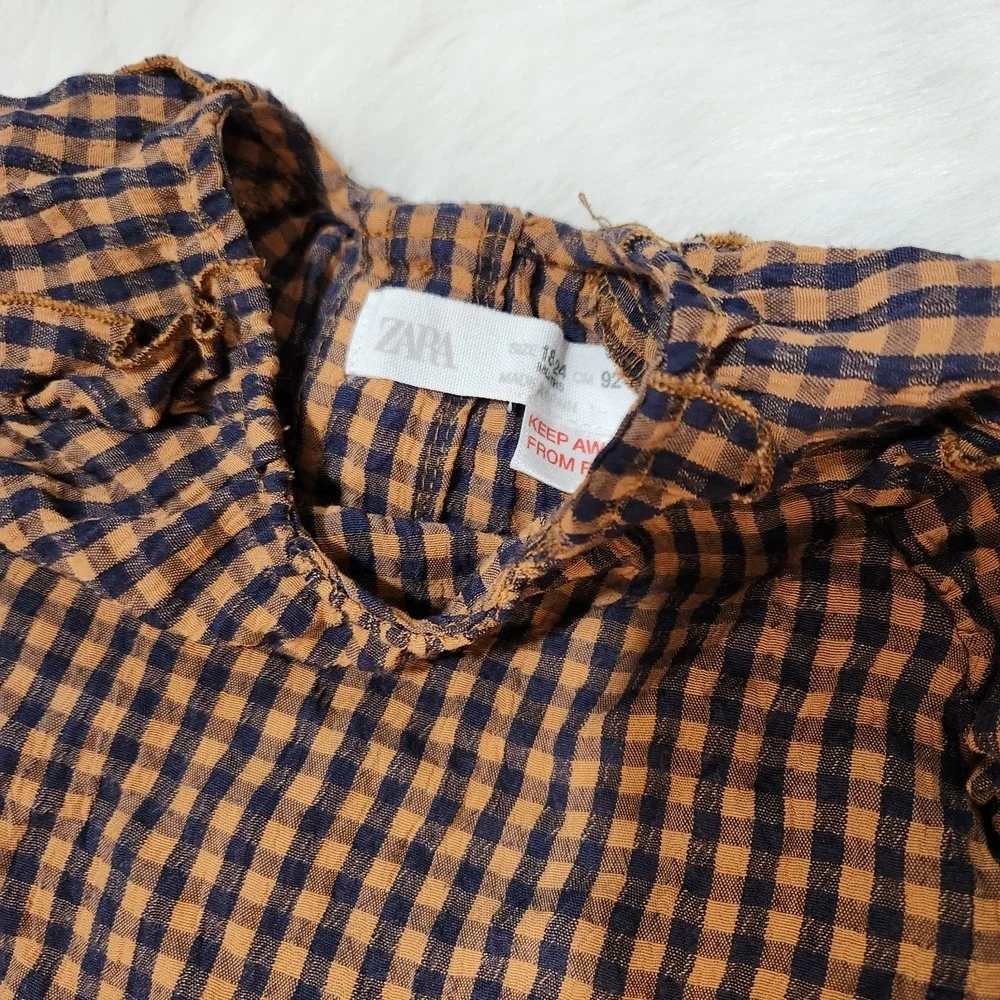 ZARA‎ Black and Brown Checkered Long Sleeve - Size: 18-24 Months (92cm)